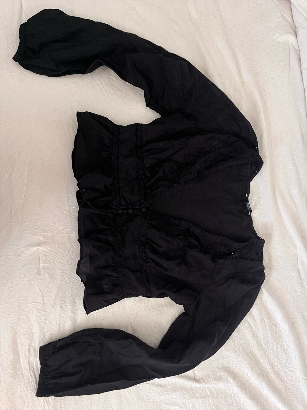 American Eagle Outfitters Black Ruffled Waist Peplum Top